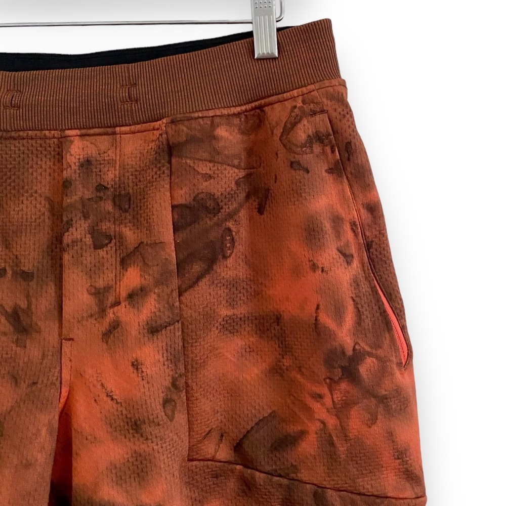 Lululemon Textured Tech Short 7" Diamond Dye Warm Coral Seared Grey Orange Large - Picture 6 of 11